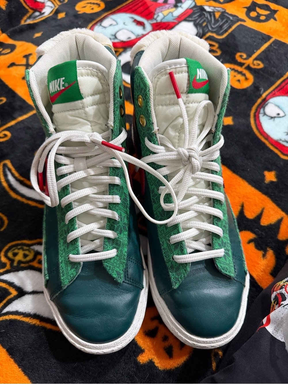 Nike Blazers High-Top Sneakers — Green/White with Red Accents